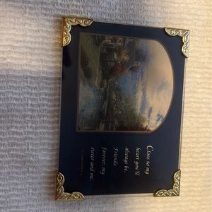 Thomas Kinkade printwick papers. Sisters poem framed with gold edges.